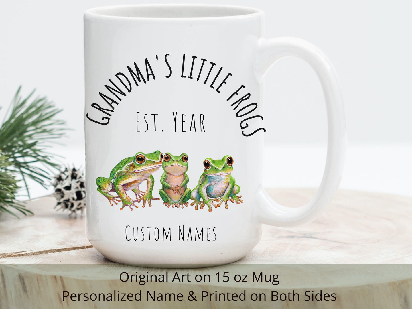 Personalized Grandma's Frog Family Mug: Original Art
