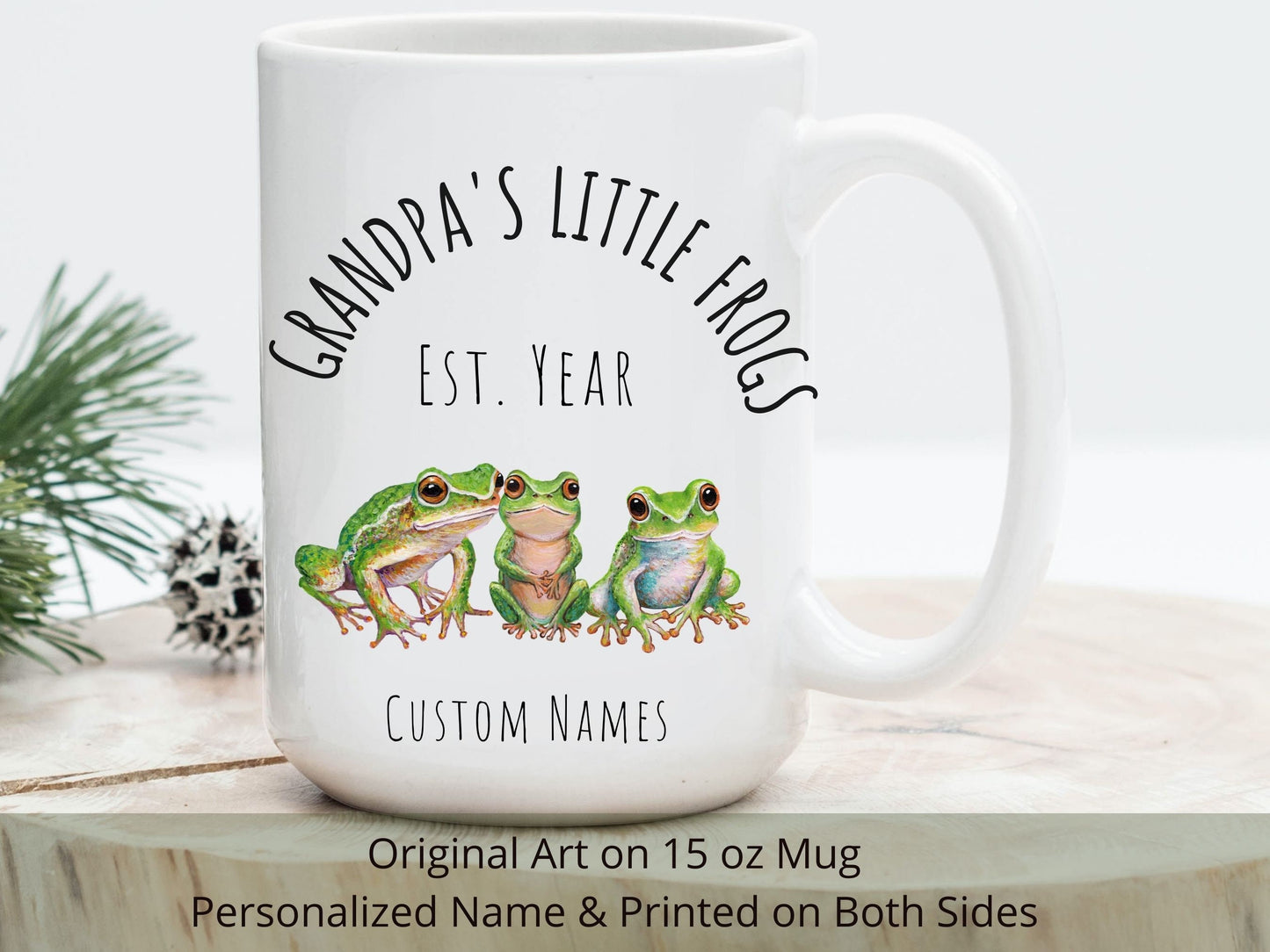 Personalized Grandma's Frog Family Mug: Original Art