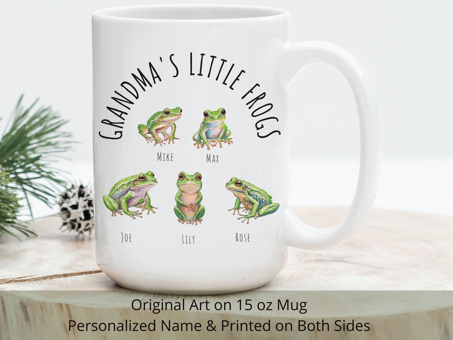 Personalized Grandma's Frog Family Mug: Original Art