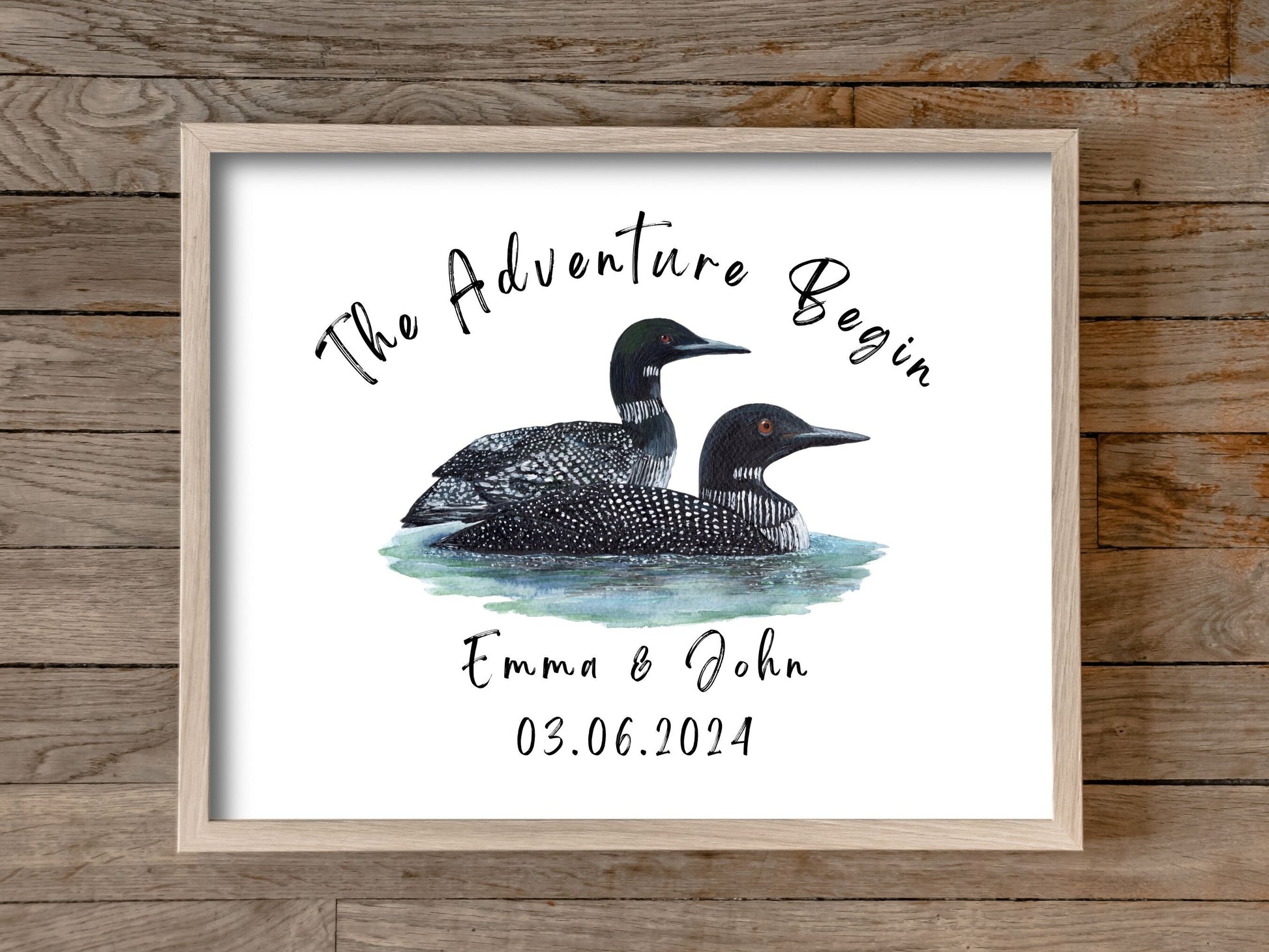 Personalized Loon Couple Art Print
