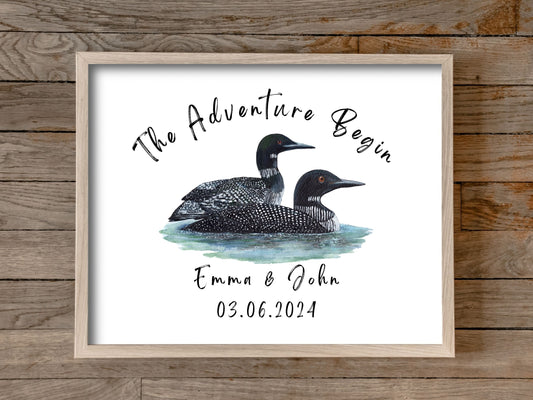 Personalized Loon Couple Art Print
