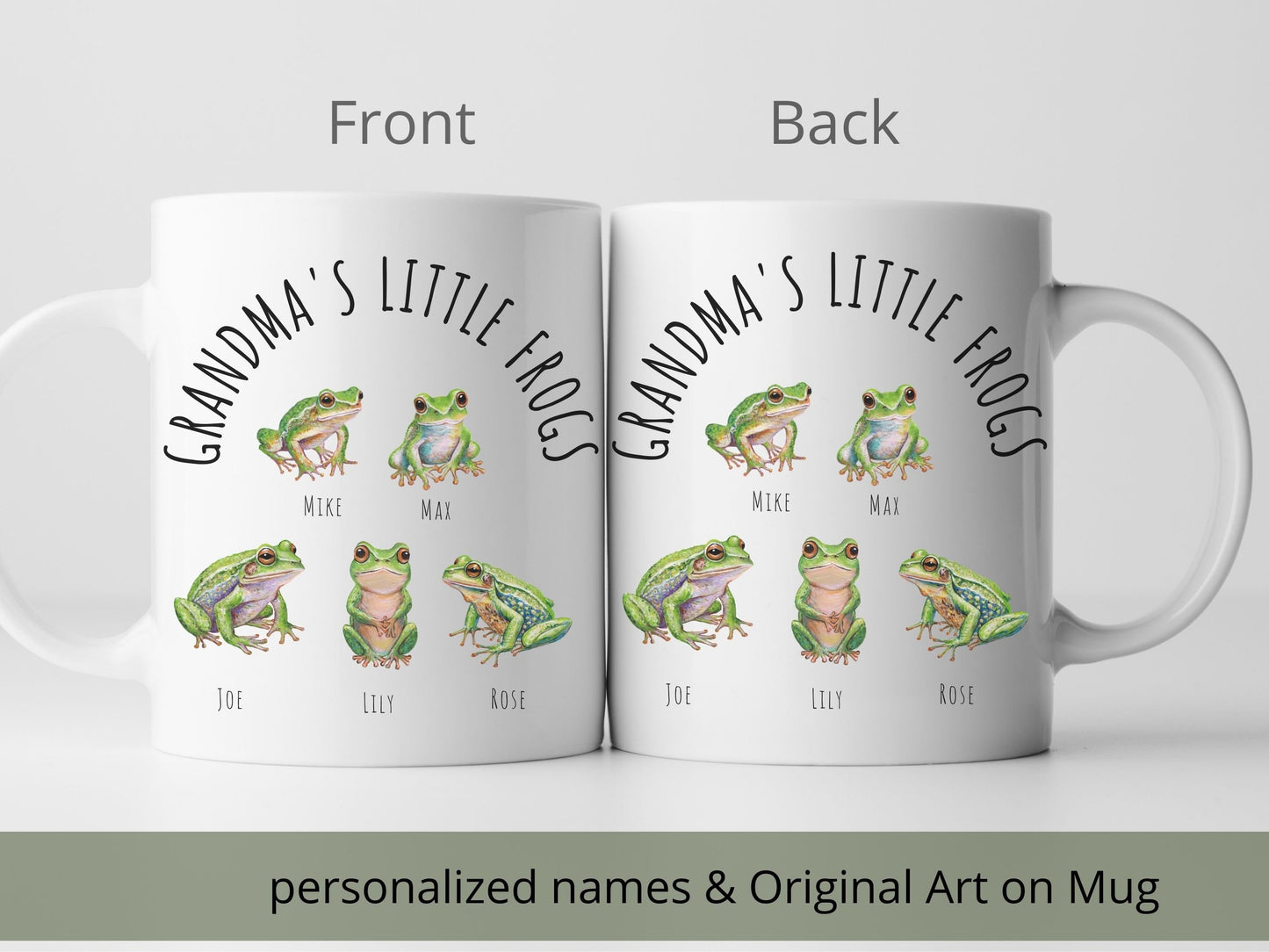 Personalized Grandma's Frog Family Mug: Original Art