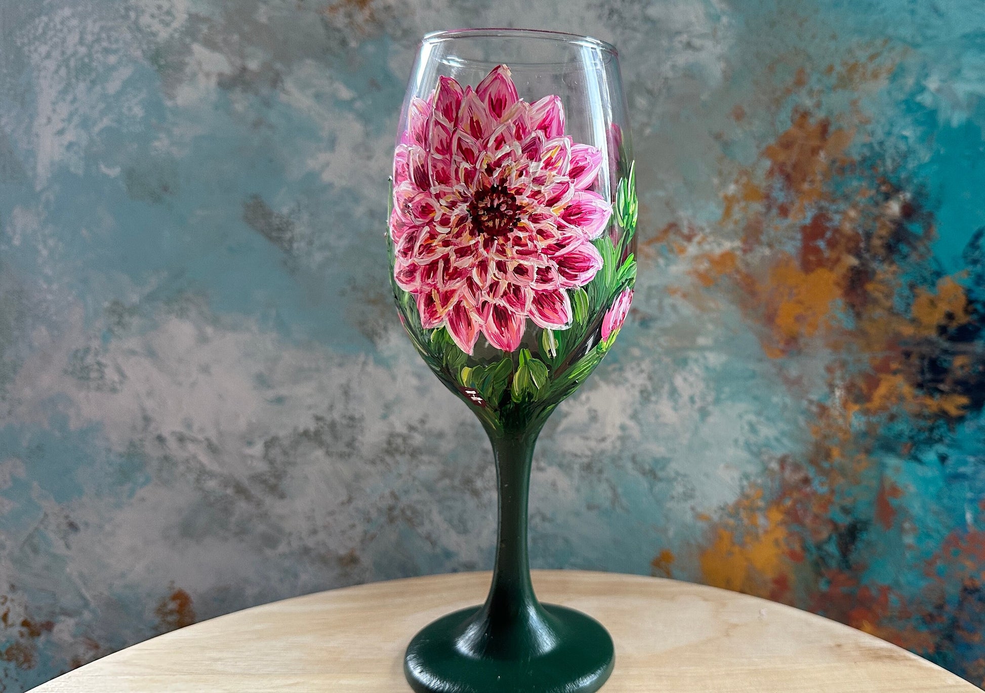 Hand-Painted Forget Me Not Wine Glass: Personalized Floral Gift