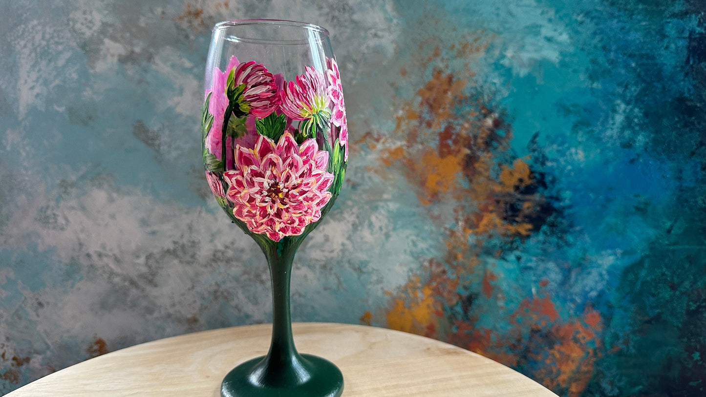 Hand-Painted Forget Me Not Wine Glass: Personalized Floral Gift
