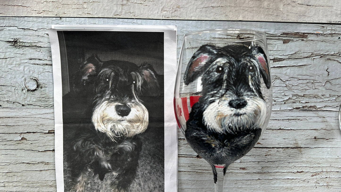 Hand Painted Dog Portrait Wine Glass, Custom Pet Painting, Personalized Dog Gift, Dog Mom Dad, Dog Owner Gift, Pet Memorial, Pet Lover Gift