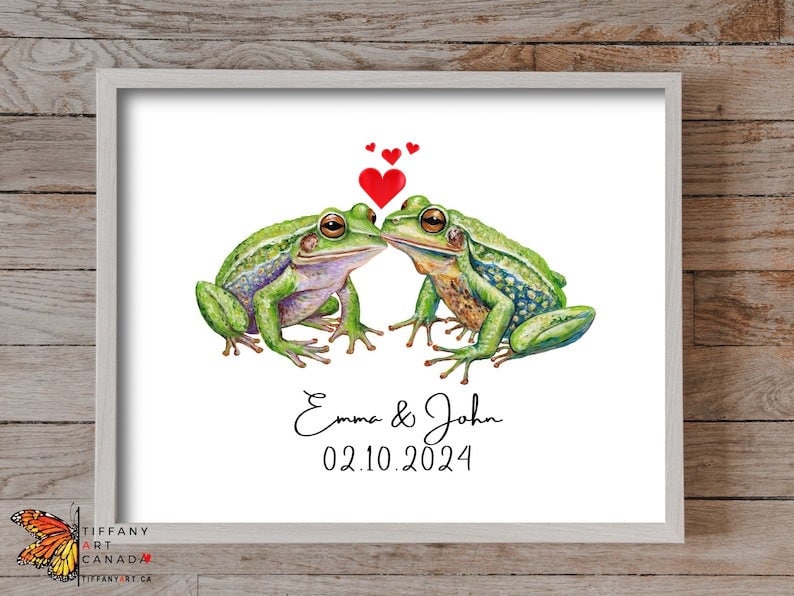 Personalized Frog Couple Print