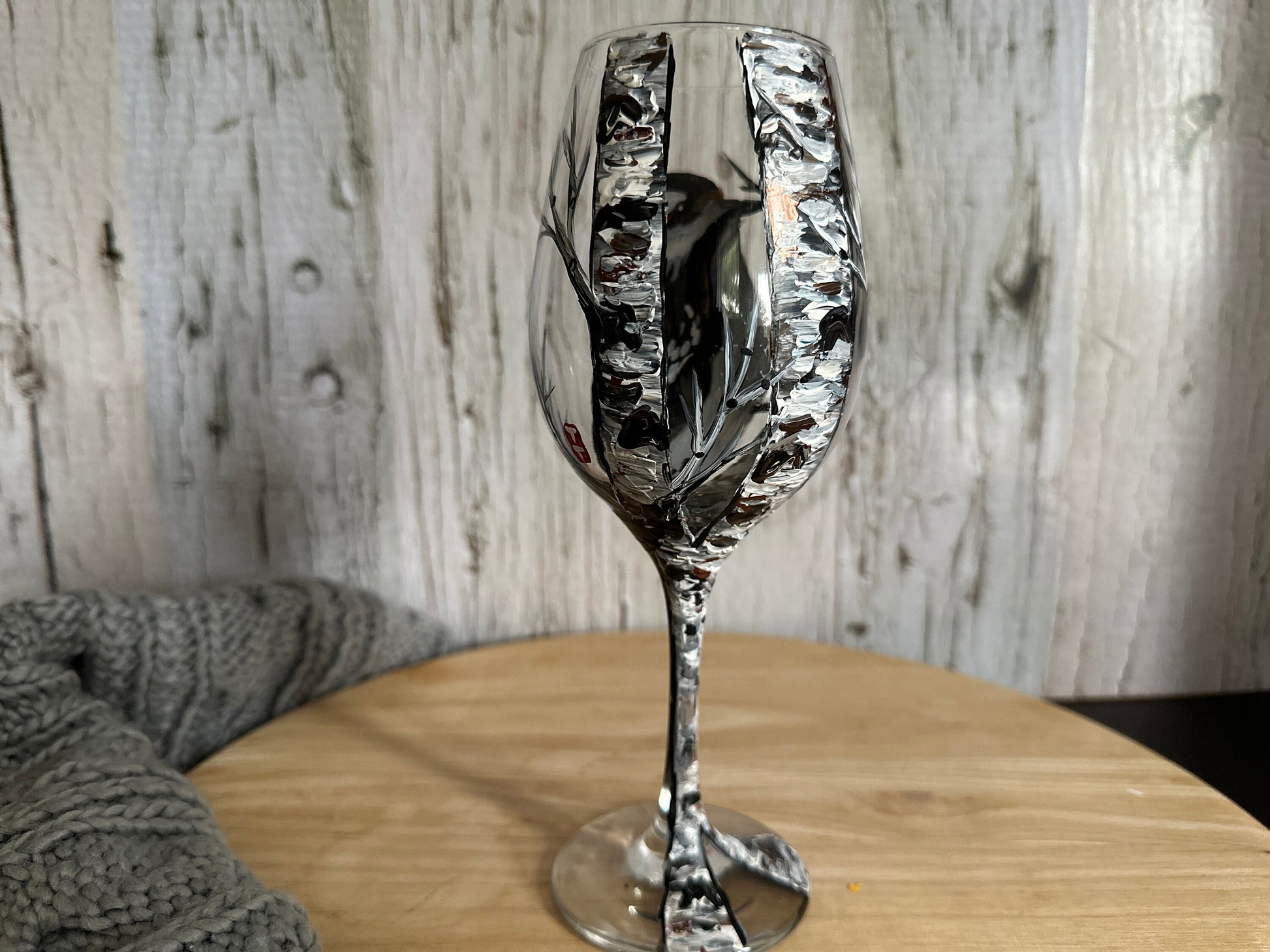 Hand-Painted Woodpecker Wine Glass: Bird Art Barware