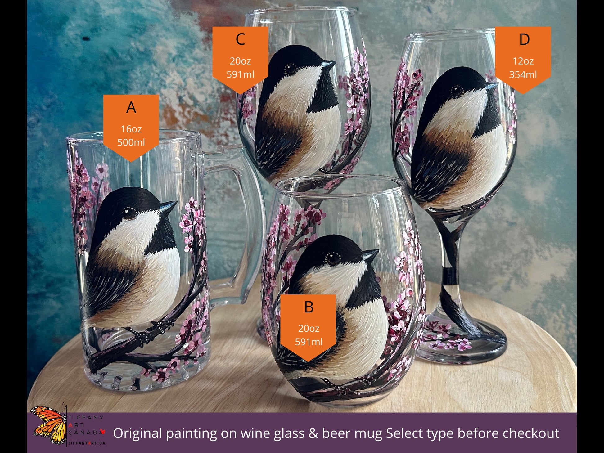 Hand Painted Bird Tumbler, Blue Jay Gift, Christmas Gift, Bird Gifts for Women, Bird Lover Gift, Bird Watching, Blue Jay Paining, Wine Glass