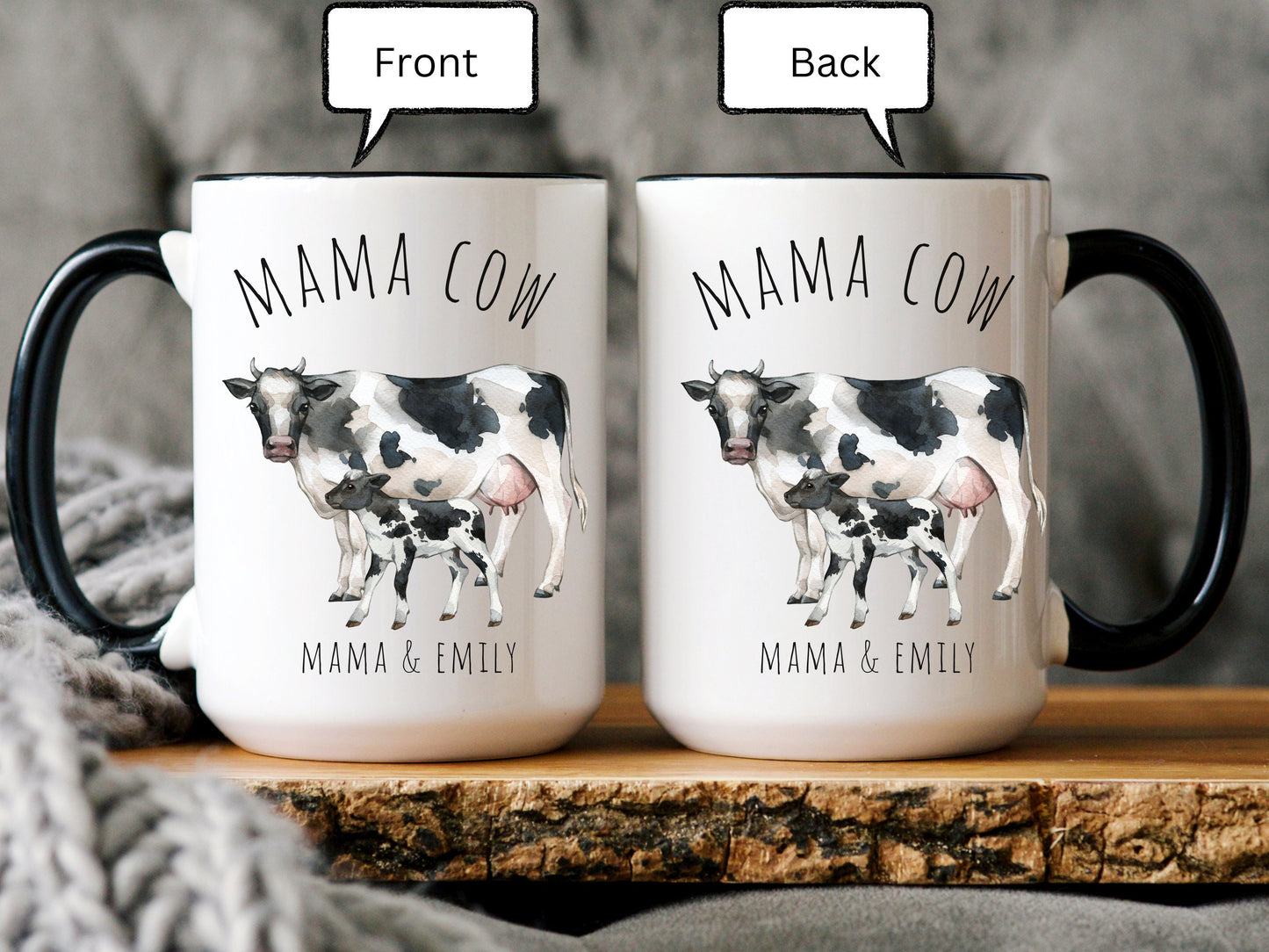 Personalized Cow Family Mug,  Mama Cow Mug, Papa Cow Mug, Cow Gift for Women, Cow Family Gift, Cow Lover Gift, Farm Animal Mug, Farm Gift