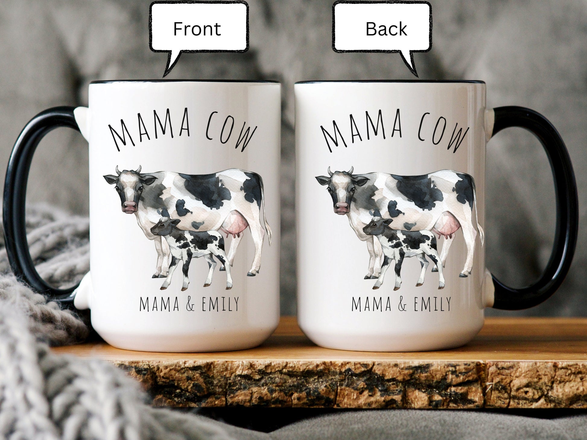 Personalized Cow Family Mug,  Mama Cow Mug, Papa Cow Mug, Cow Gift for Women, Cow Family Gift, Cow Lover Gift, Farm Animal Mug, Farm Gift