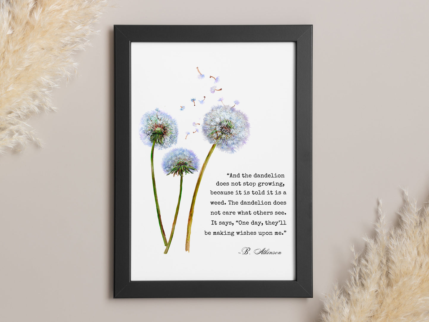 Dandelion Wish Quote, Printable Dandelion Wall Art, Dandelion Decor, Motivational Print, Positivity Quote Gift, Dandelion Lover Gift for Mom