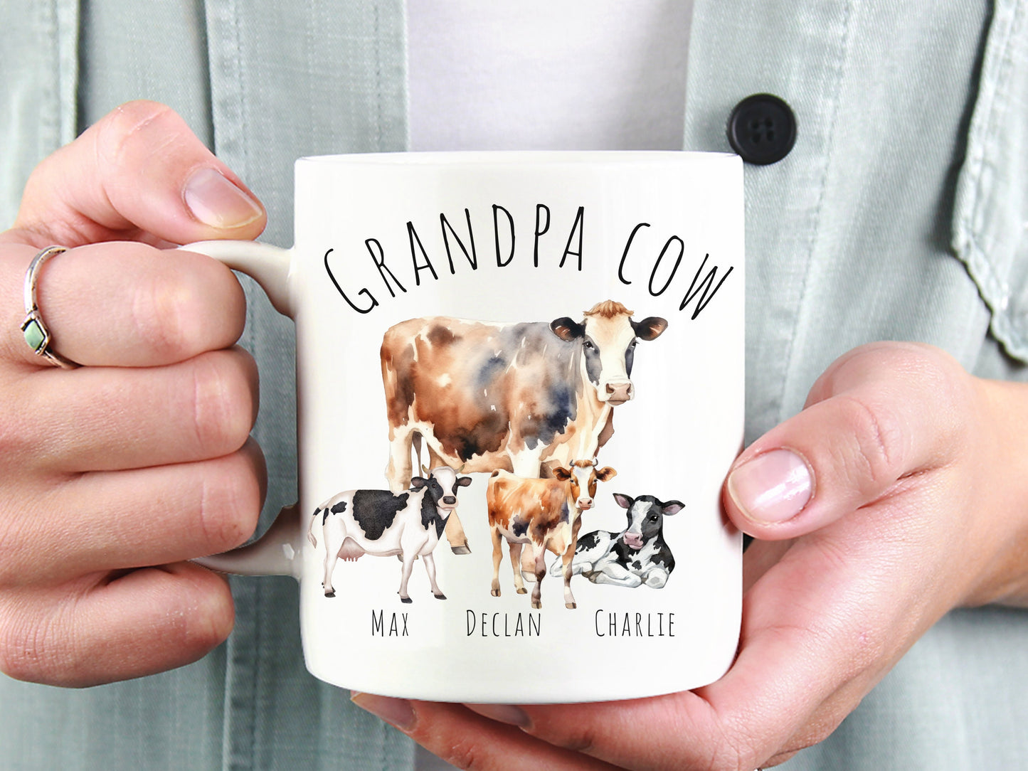 Personalized Cow Family Mug,  Mama Cow Mug, Papa Cow Mug, Cow Gift for Women, Cow Family Gift, Cow Lover Gift, Farm Animal Mug, Farm Gift