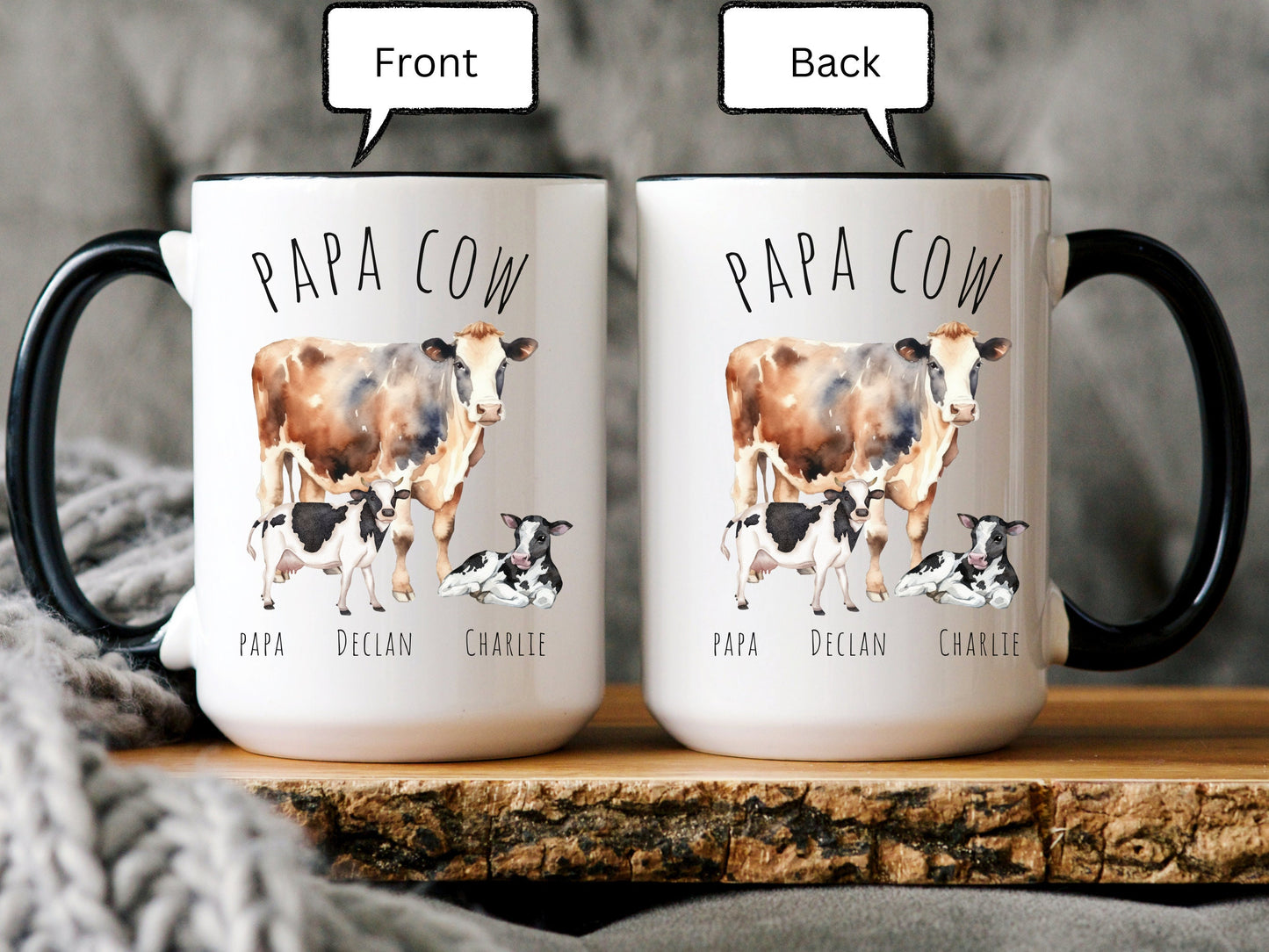 Personalized Cow Family Mug,  Mama Cow Mug, Papa Cow Mug, Cow Gift for Women, Cow Family Gift, Cow Lover Gift, Farm Animal Mug, Farm Gift