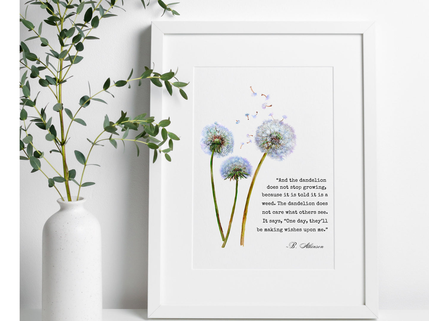 Dandelion Wish Quote, Printable Dandelion Wall Art, Dandelion Decor, Motivational Print, Positivity Quote Gift, Dandelion Lover Gift for Mom