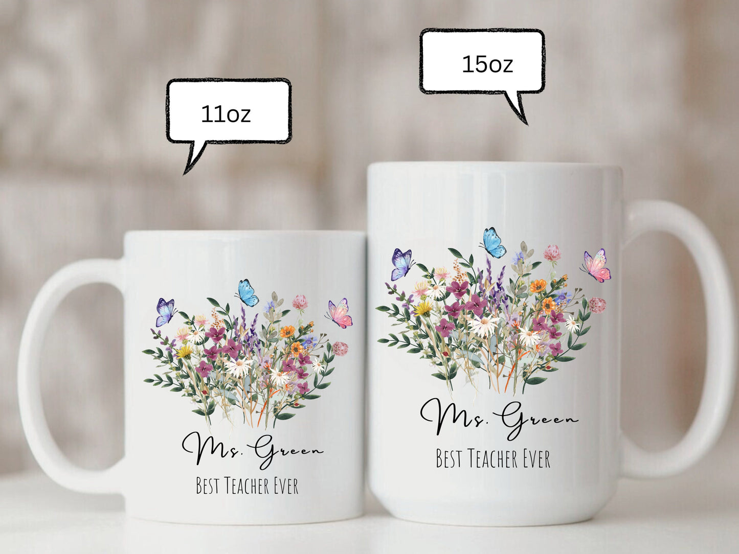 Personalized Best Teacher Ever Mug, End of Year Teacher Mug, Worlds Best Teacher, Coffee Mug Gift, Gift for Teacher, Best Teacher Gift