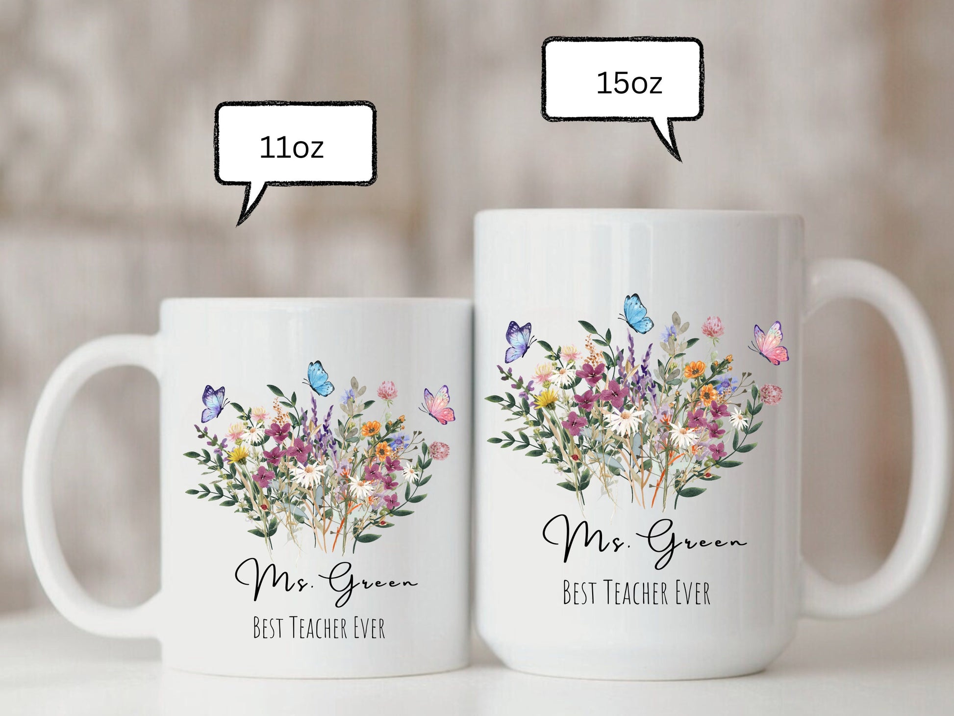 Personalized Best Teacher Ever Mug, End of Year Teacher Mug, Worlds Best Teacher, Coffee Mug Gift, Gift for Teacher, Best Teacher Gift