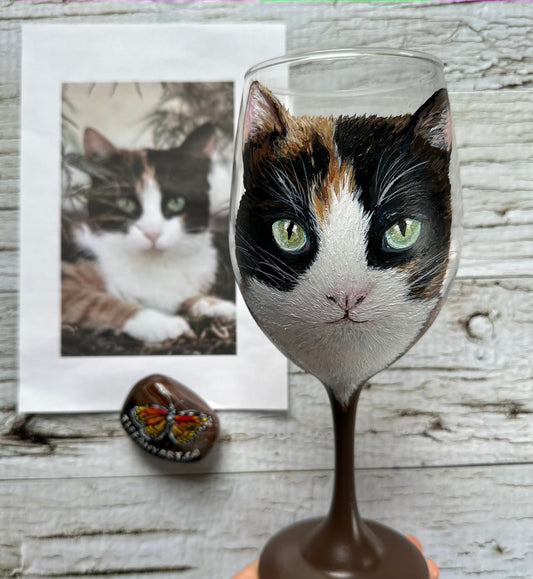 Cat Portrait From Photo, Custom Pet Wine glass, Personalized Cat Wine Glass, Pet Memorial Gift, Pet Loss Gift, Pet Lover Gift,Cat Lover Gift