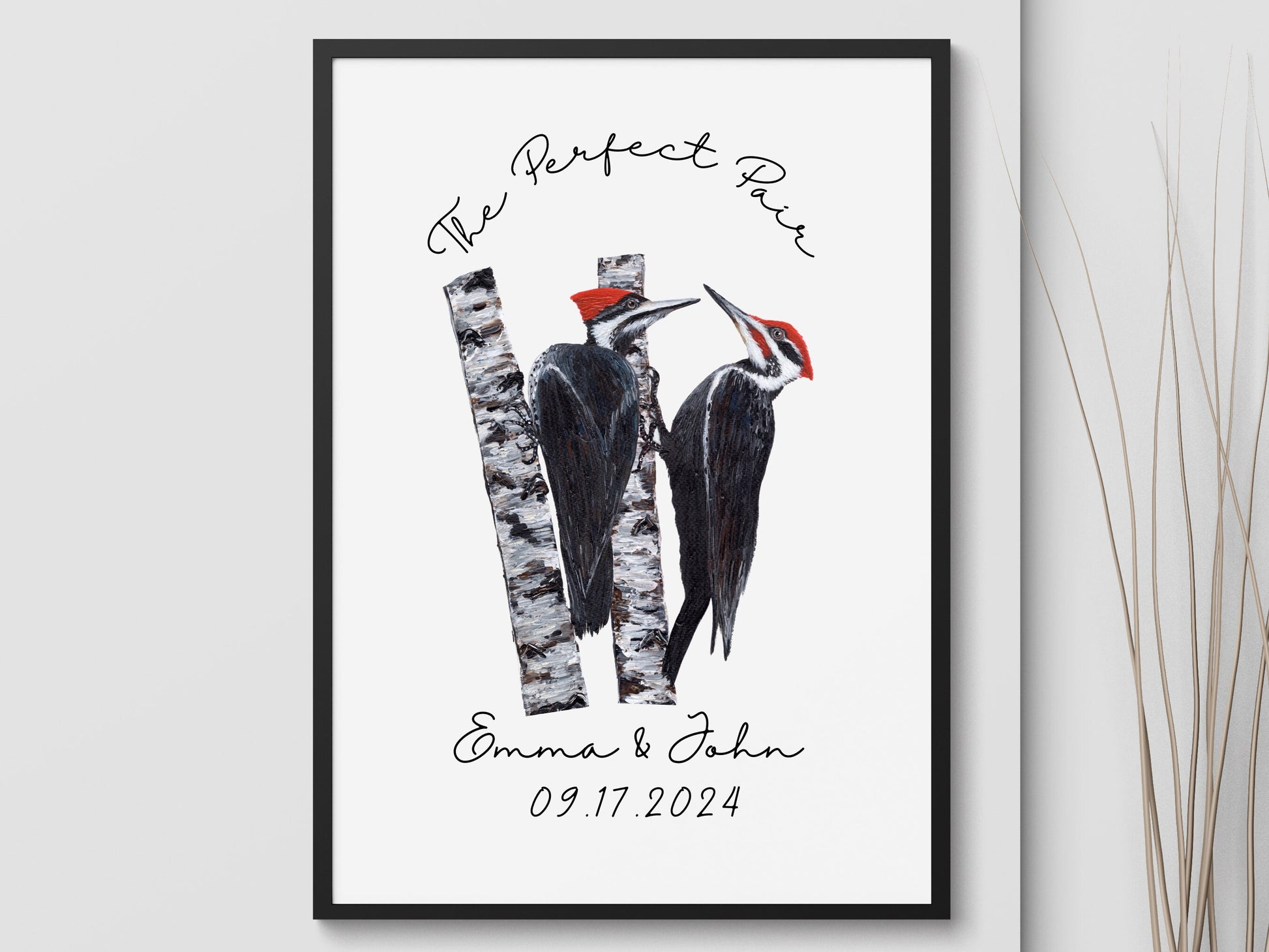 Personalized Woodpecker Couple Print
