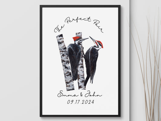 Personalized Woodpecker Couple Print