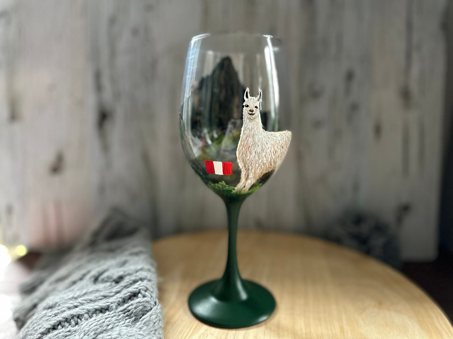 Hand Painted Custom Wine Glass: Personalized Landscape Travel Gift