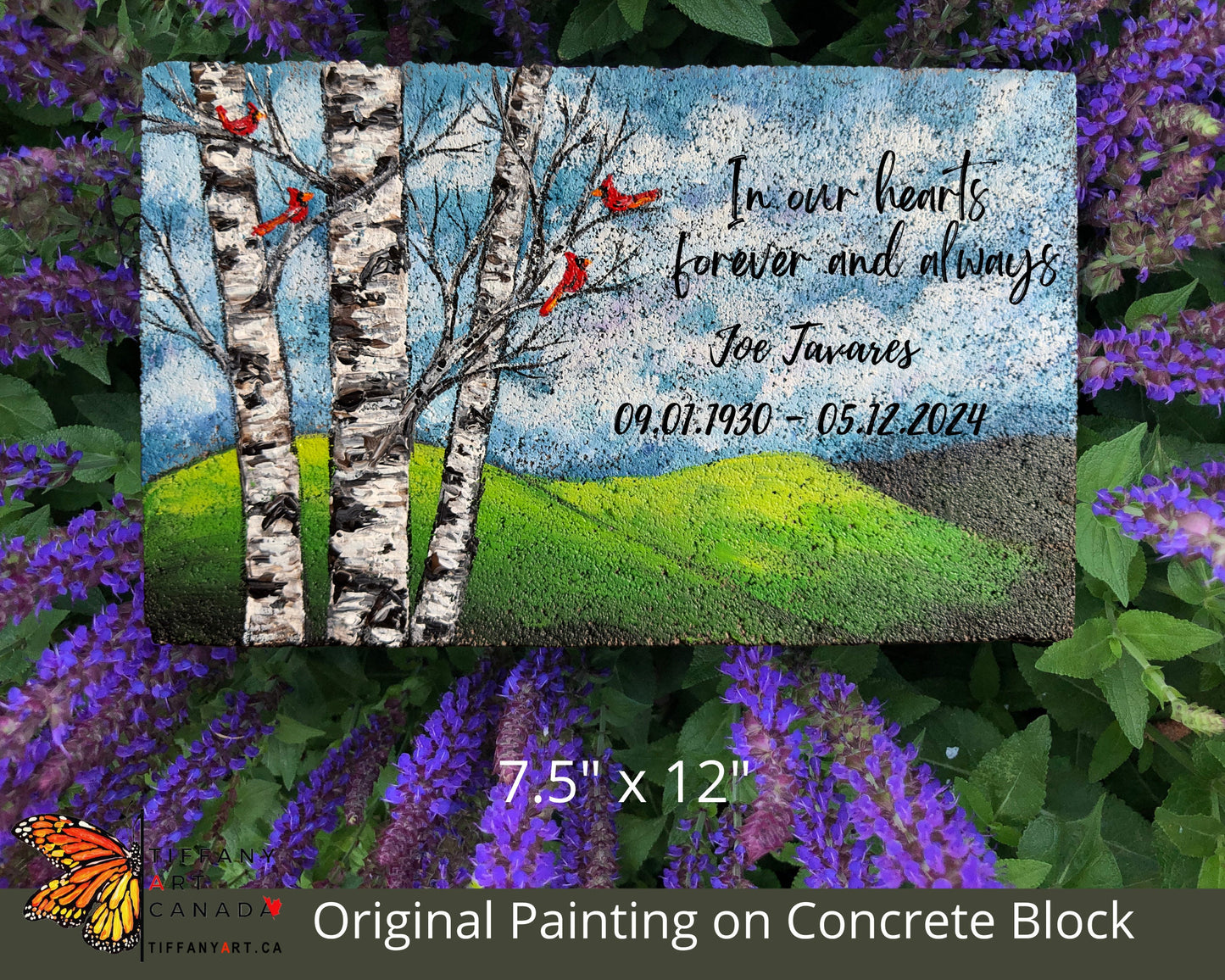 Hand Painted Memorial Stone 7.5x12"