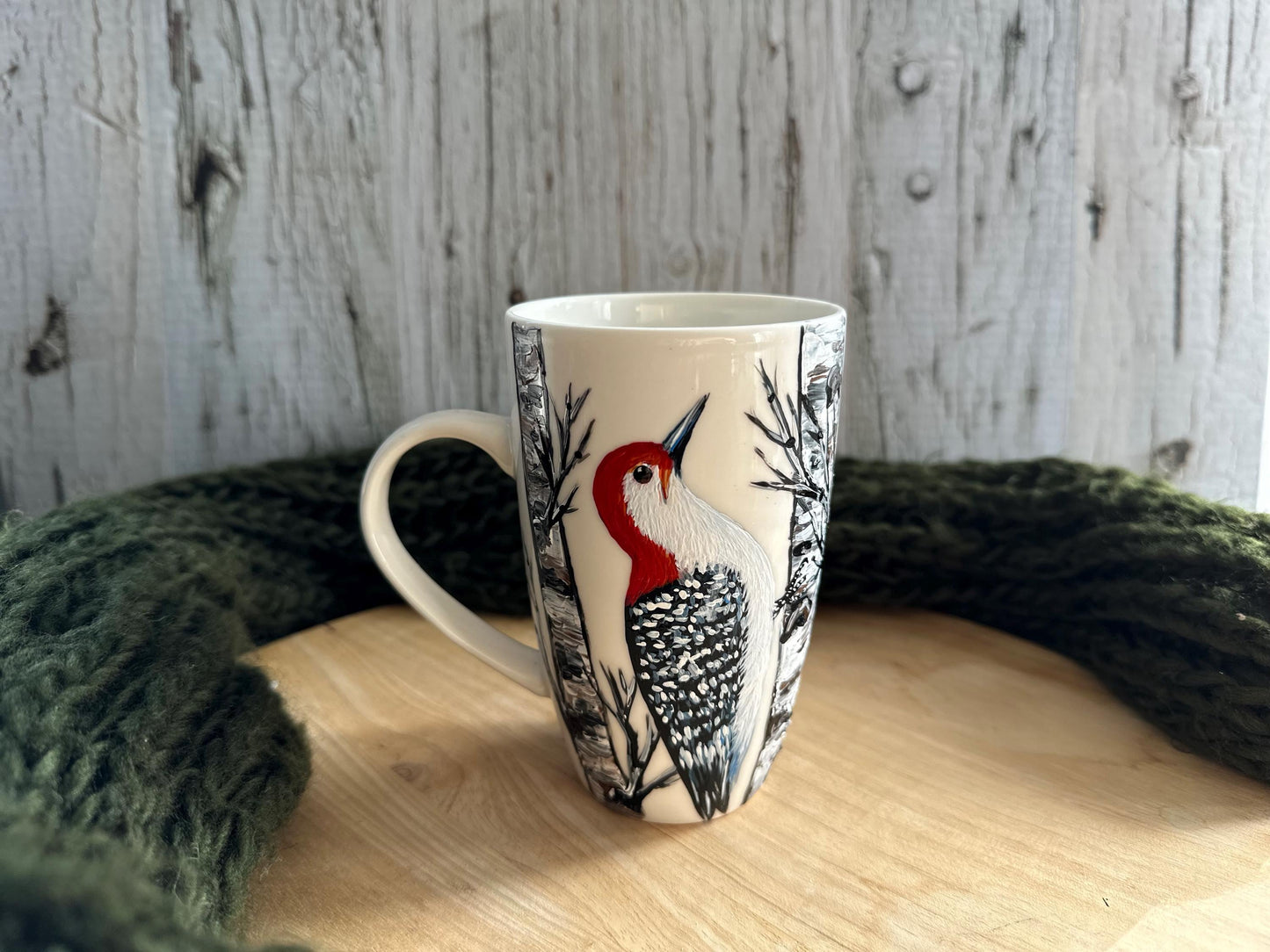 Hand Painted Red-bellied Woodpecker Mug: Bird Lover Gift