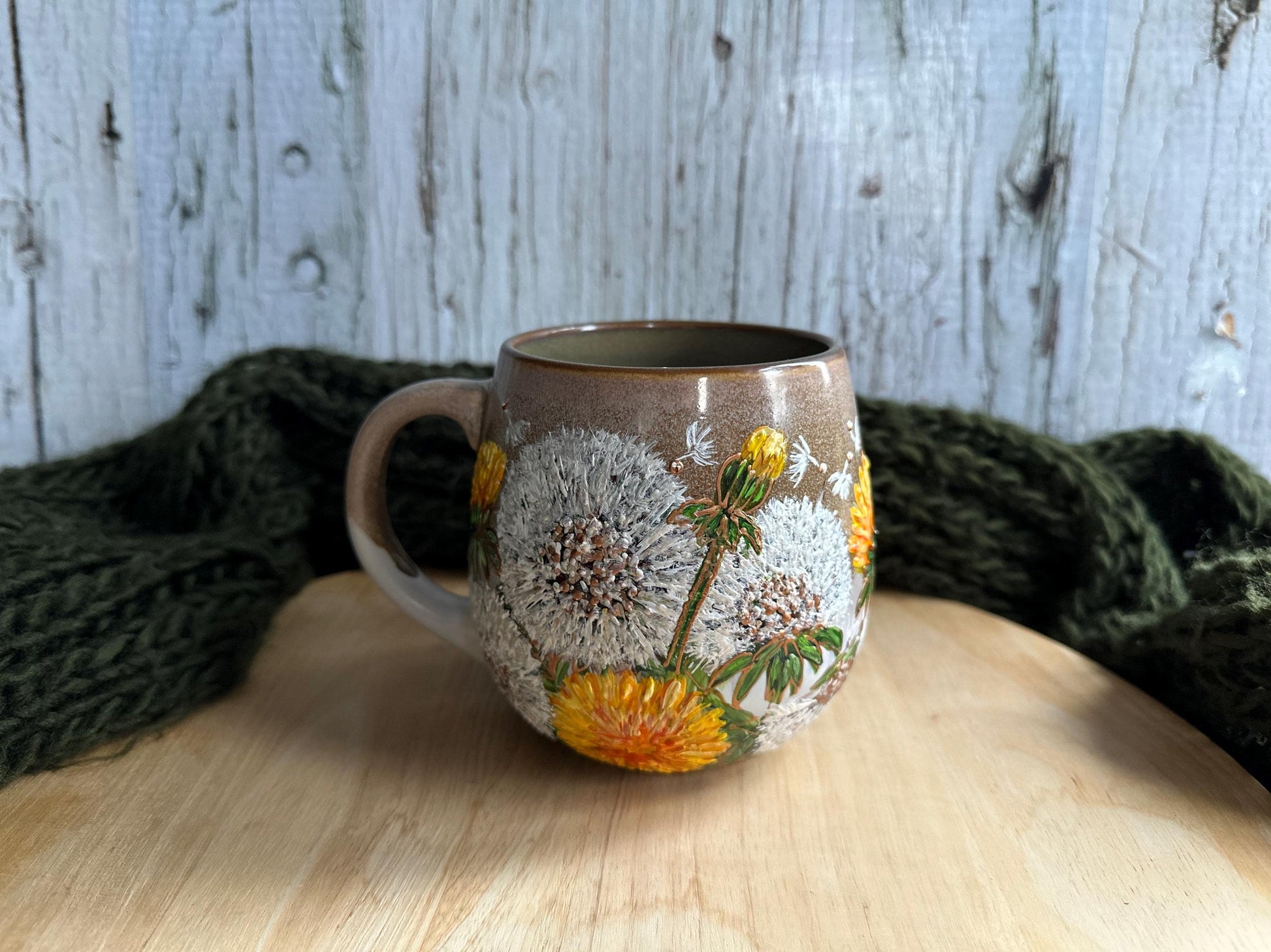 Hand Painted Dandelion Mug: Personalized Flower Gift