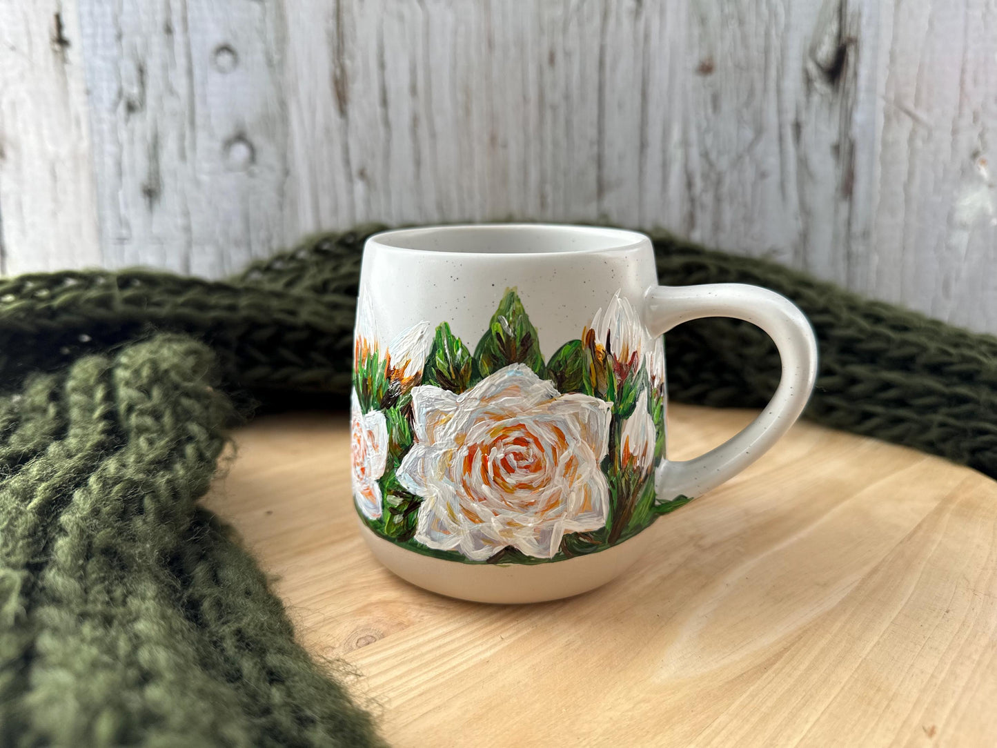 Hand Painted Custom Flower Mug: Personalized Wedding Keepsake