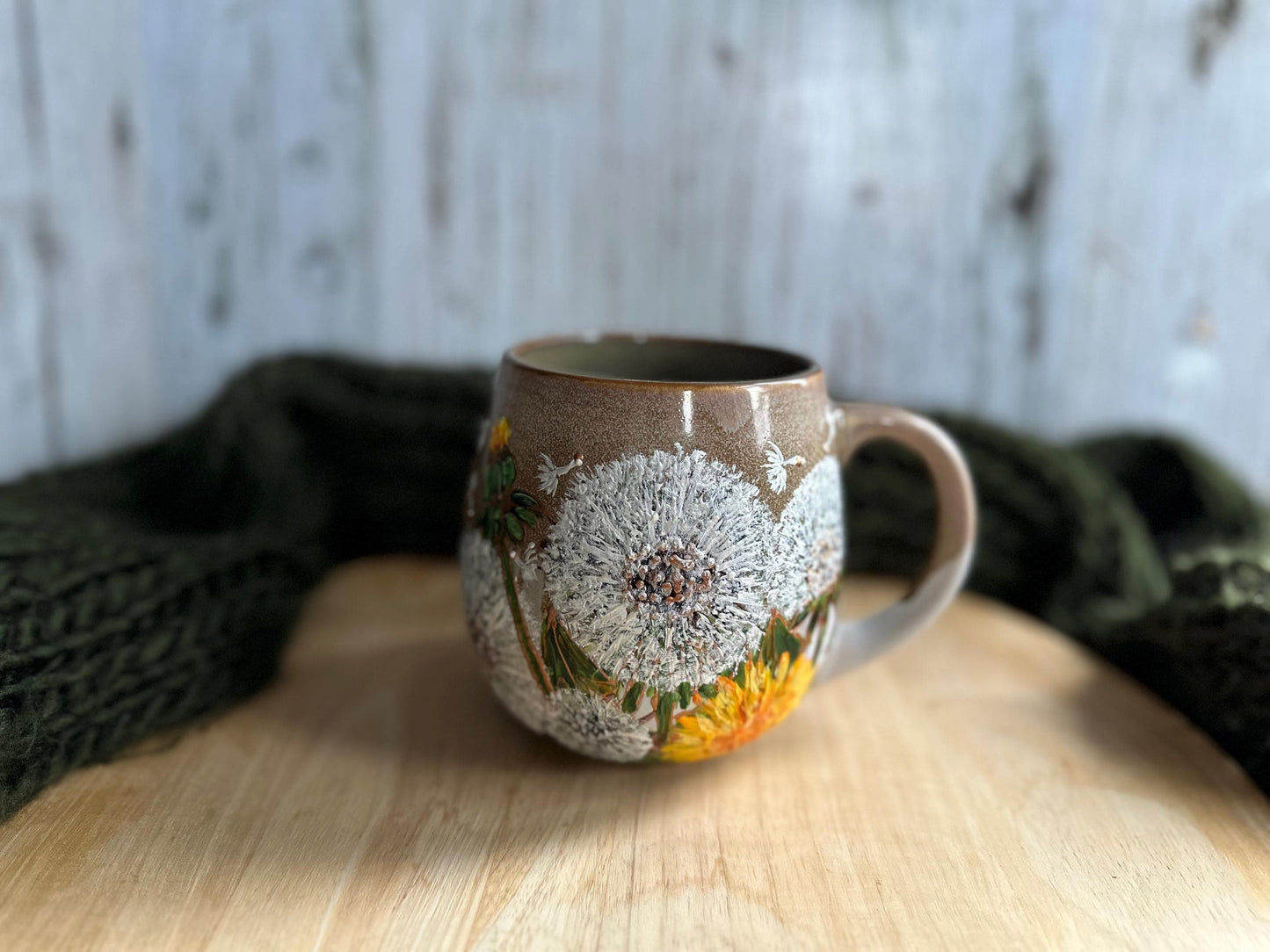 Hand Painted Dandelion Mug: Personalized Flower Gift