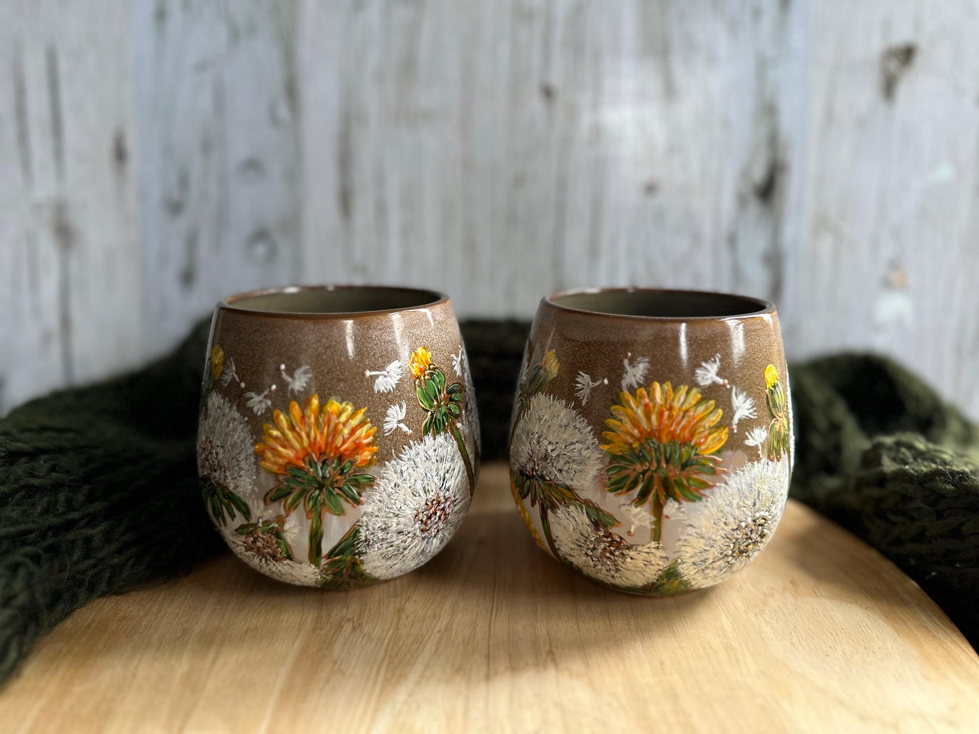 Hand Painted Dandelion Mug: Personalized Flower Gift