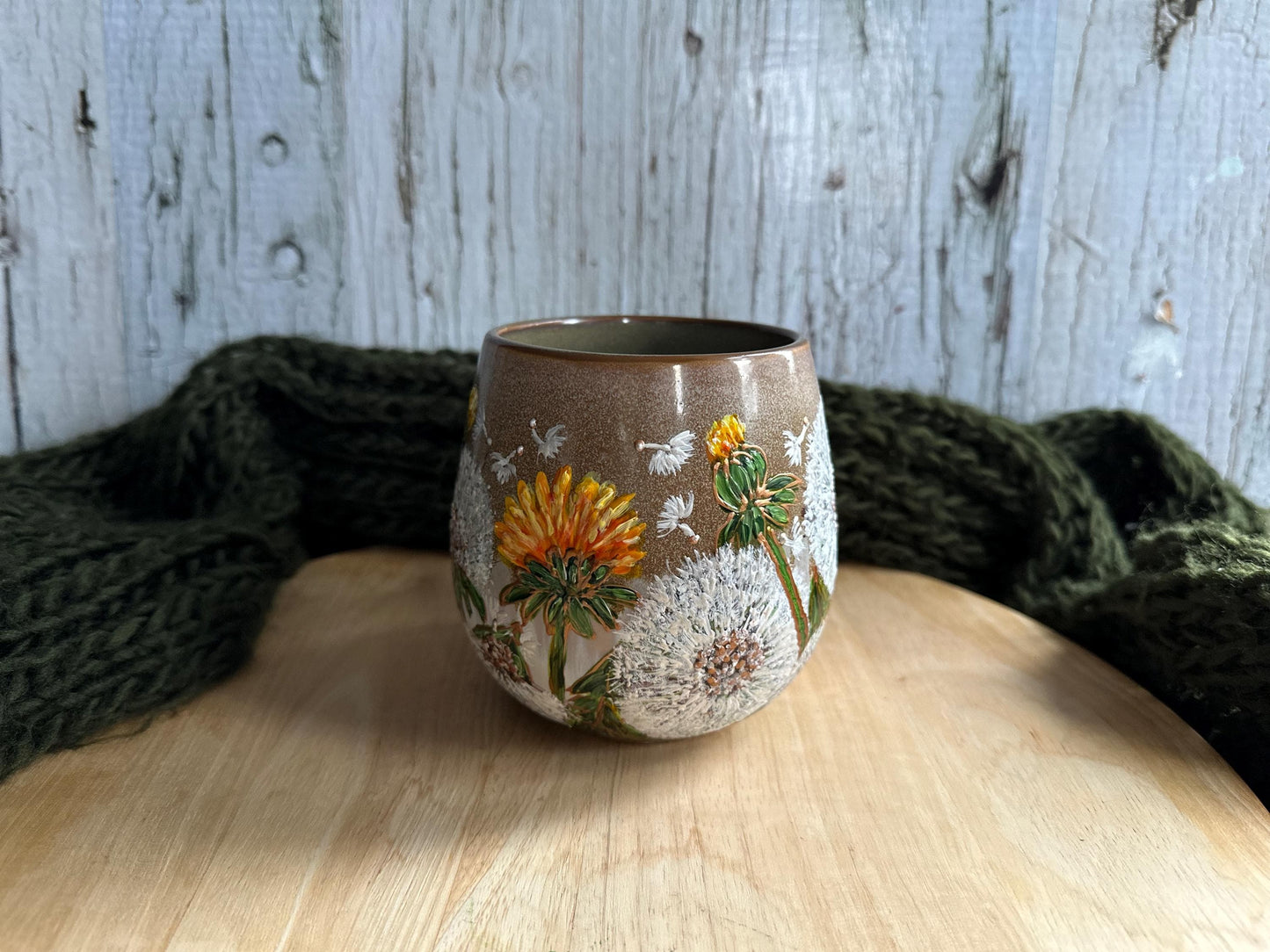 Hand Painted Dandelion Mug: Personalized Flower Gift