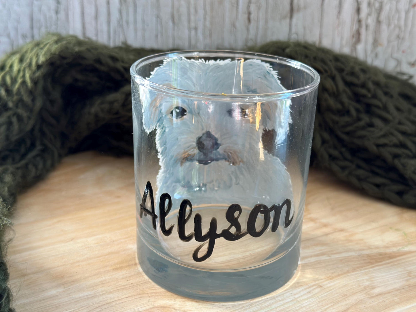 Custom Dog Portrait Wine Glass: Hand-Painted Pet Memorial Gift