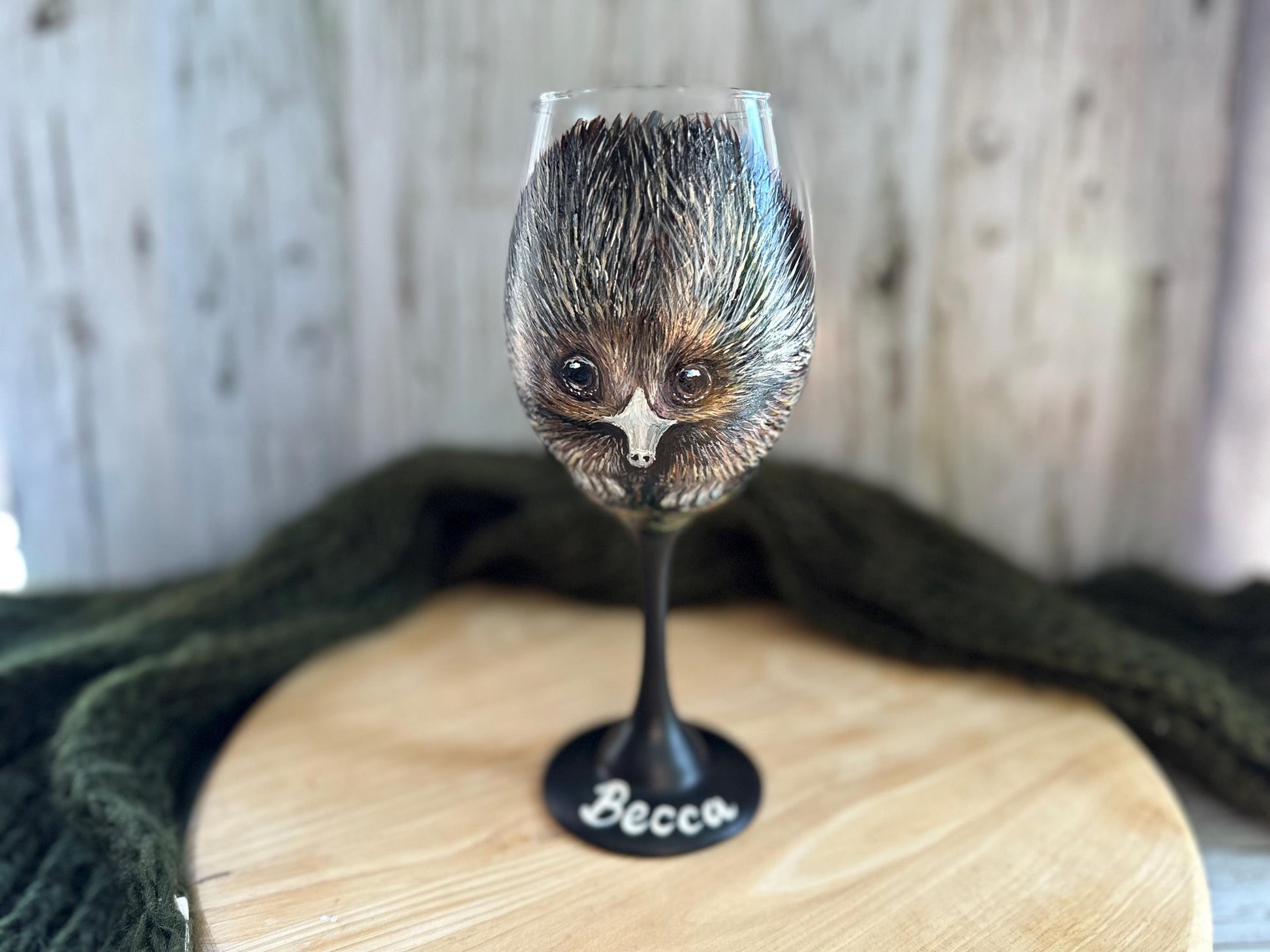 Custom Echidna Wine Glass from Your Photo, Pet Portrait Painting, Hand Painted Echidna Portrait, Echidna lover Gift, Echidna Mom Gift