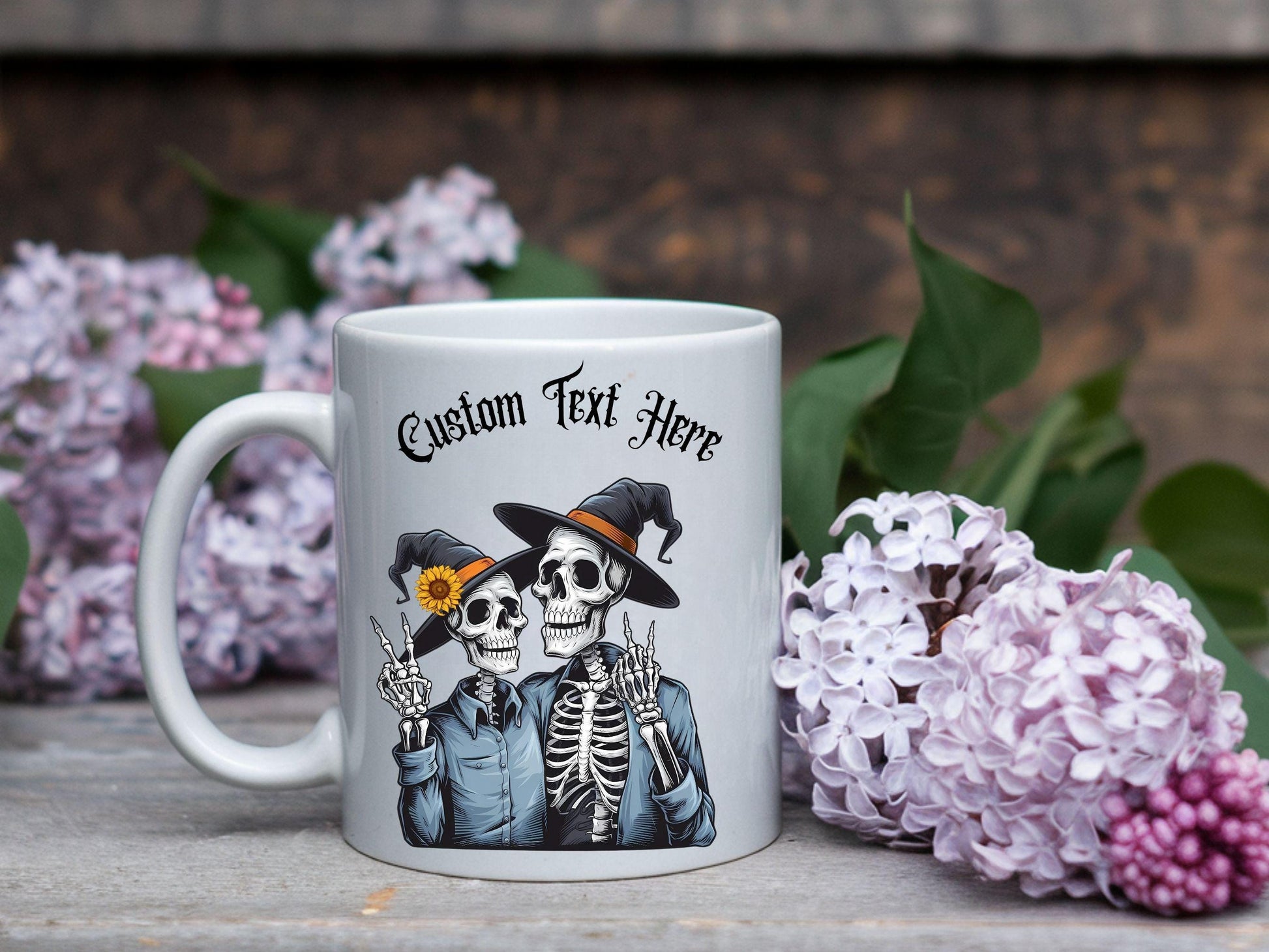 Personalized Skeleton Couple Mug, Til Death Do Us Part, Custom Couple Gift, Fall Wedding Gift  Fall Married Mug, Anniversary Coffee Cup