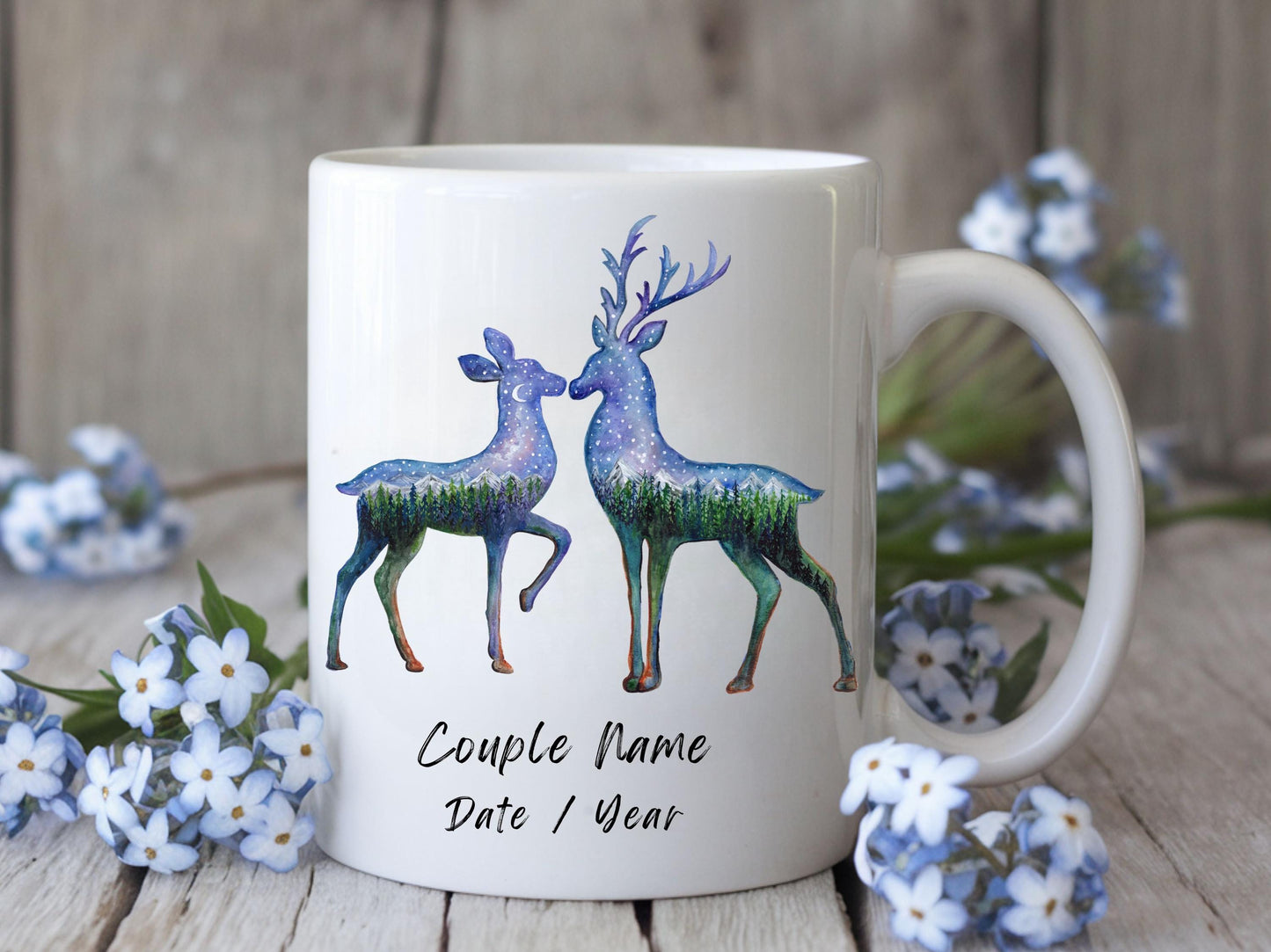 Personalized Deer Couple Mug, Couple Wedding Gift, Custom Couple Name Mug, Deer Lover Gift, Hunters Gift, Hunting Couples Gift, Husband Gift