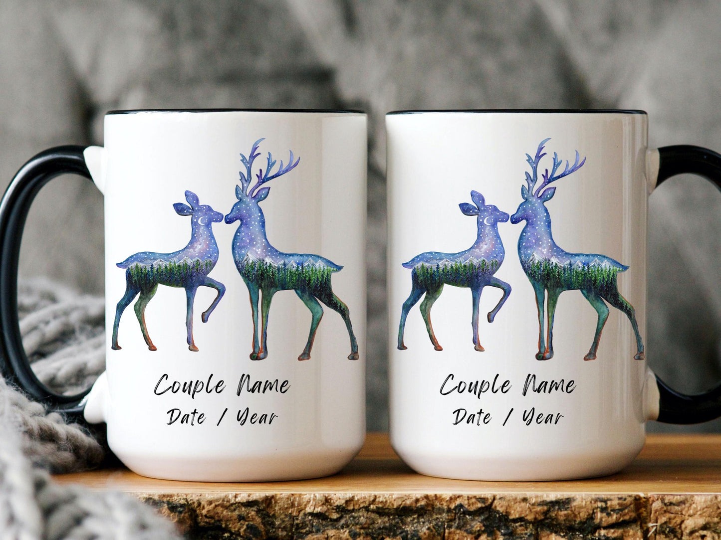 Personalized Deer Couple Mug, Couple Wedding Gift, Custom Couple Name Mug, Deer Lover Gift, Hunters Gift, Hunting Couples Gift, Husband Gift