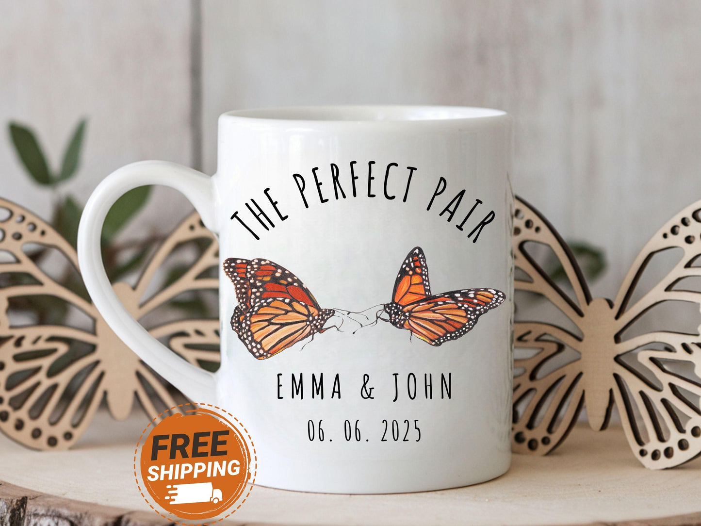 Personalized Butterfly Mug: Custom Couple's Gift
