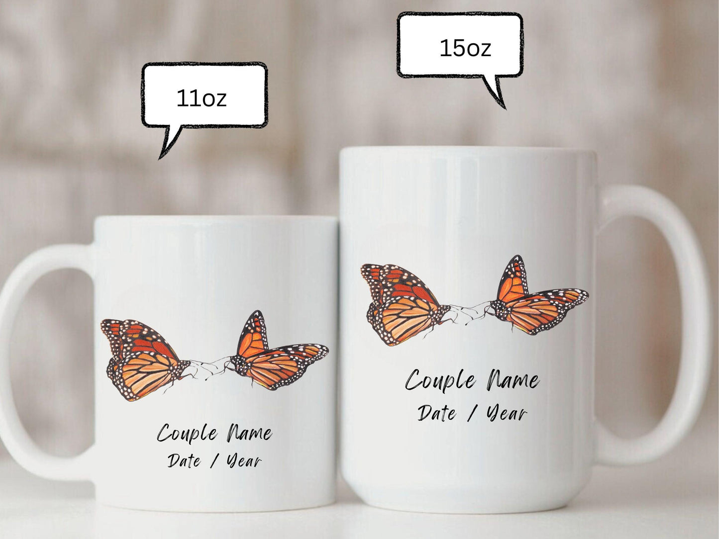 Personalized Butterfly Mug: Custom Couple's Gift