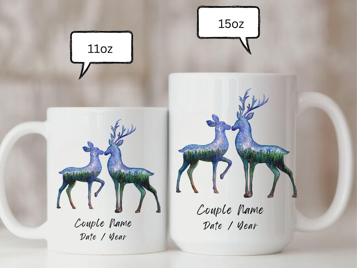 Personalized Deer Couple Mug, Couple Wedding Gift, Custom Couple Name Mug, Deer Lover Gift, Hunters Gift, Hunting Couples Gift, Husband Gift