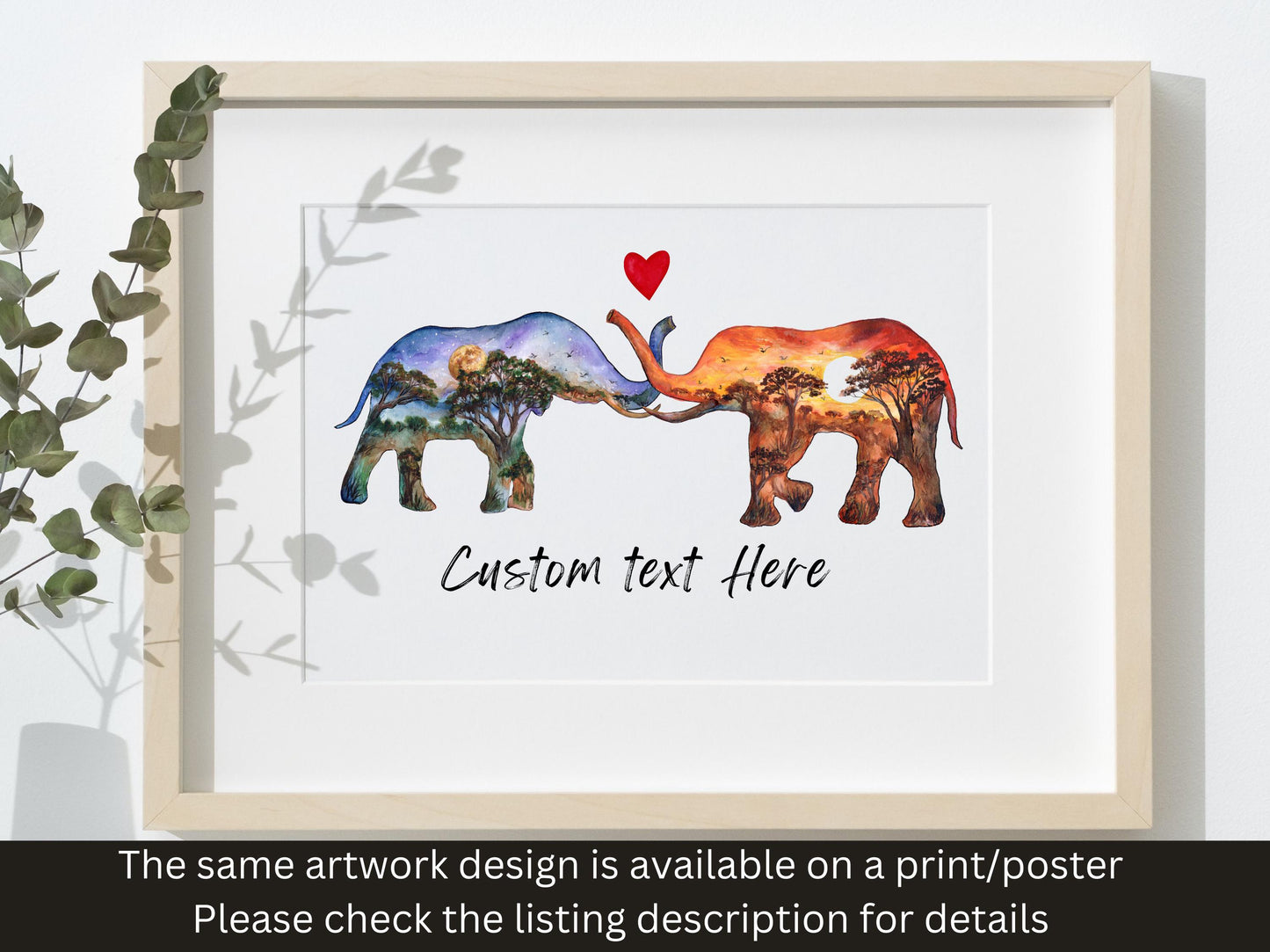 Personalized Elephant Couple Mug, Wedding Anniversary Gift