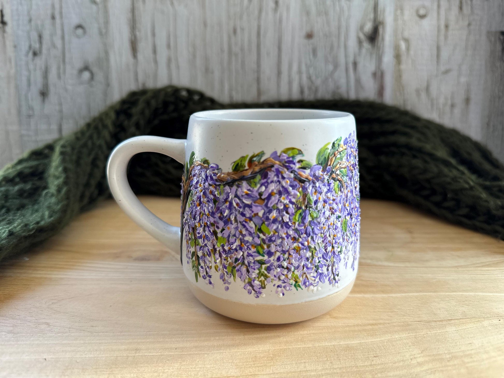Hand Painted Wisteria Flower Mug, Gift For Mom, Grandma, Sister, Aunt, Best Friend, Cousin, Bridesmaid, Birthday, Wisteria Lover Gift