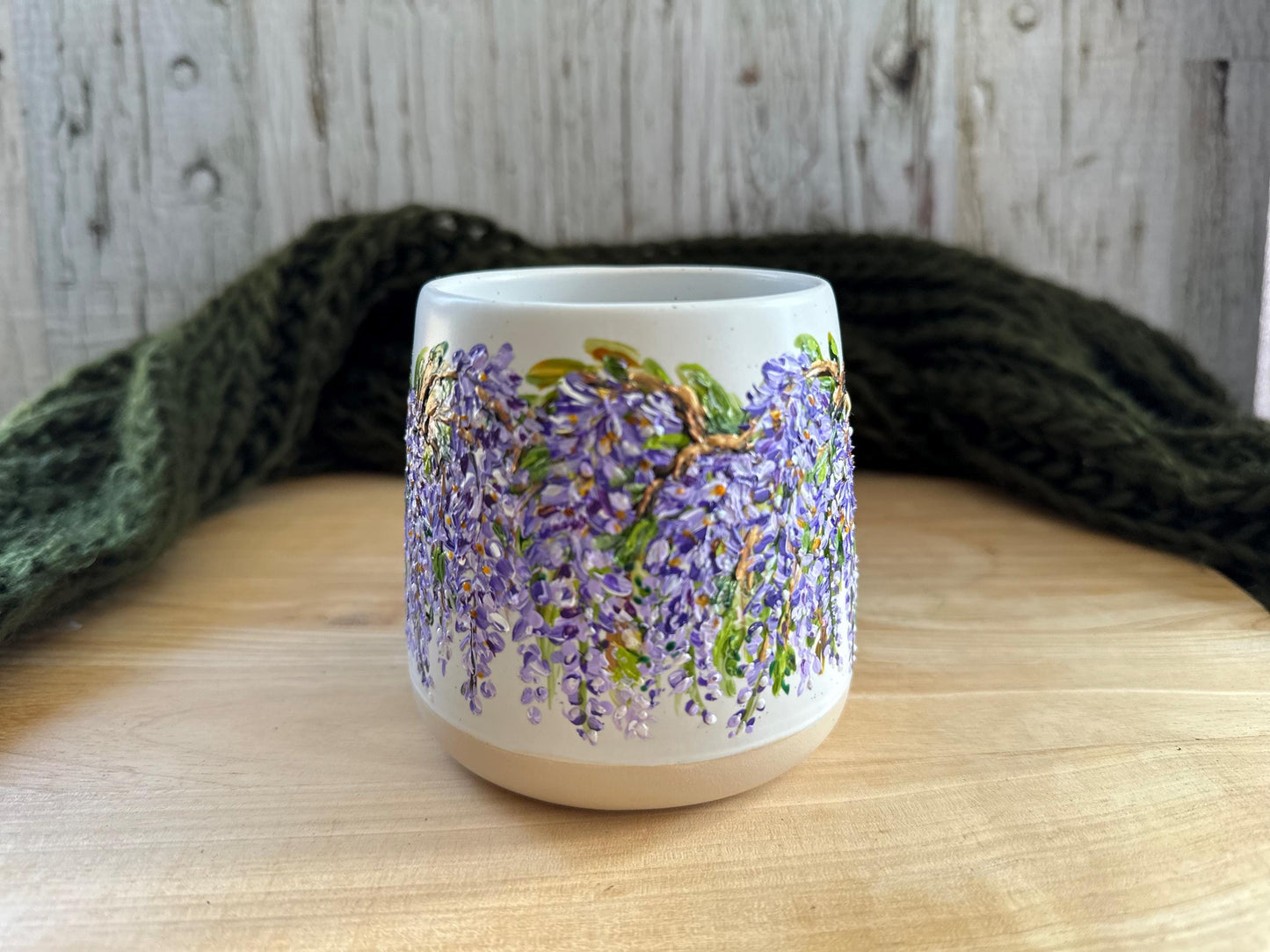 Hand Painted Wisteria Flower Mug, Gift For Mom, Grandma, Sister, Aunt, Best Friend, Cousin, Bridesmaid, Birthday, Wisteria Lover Gift