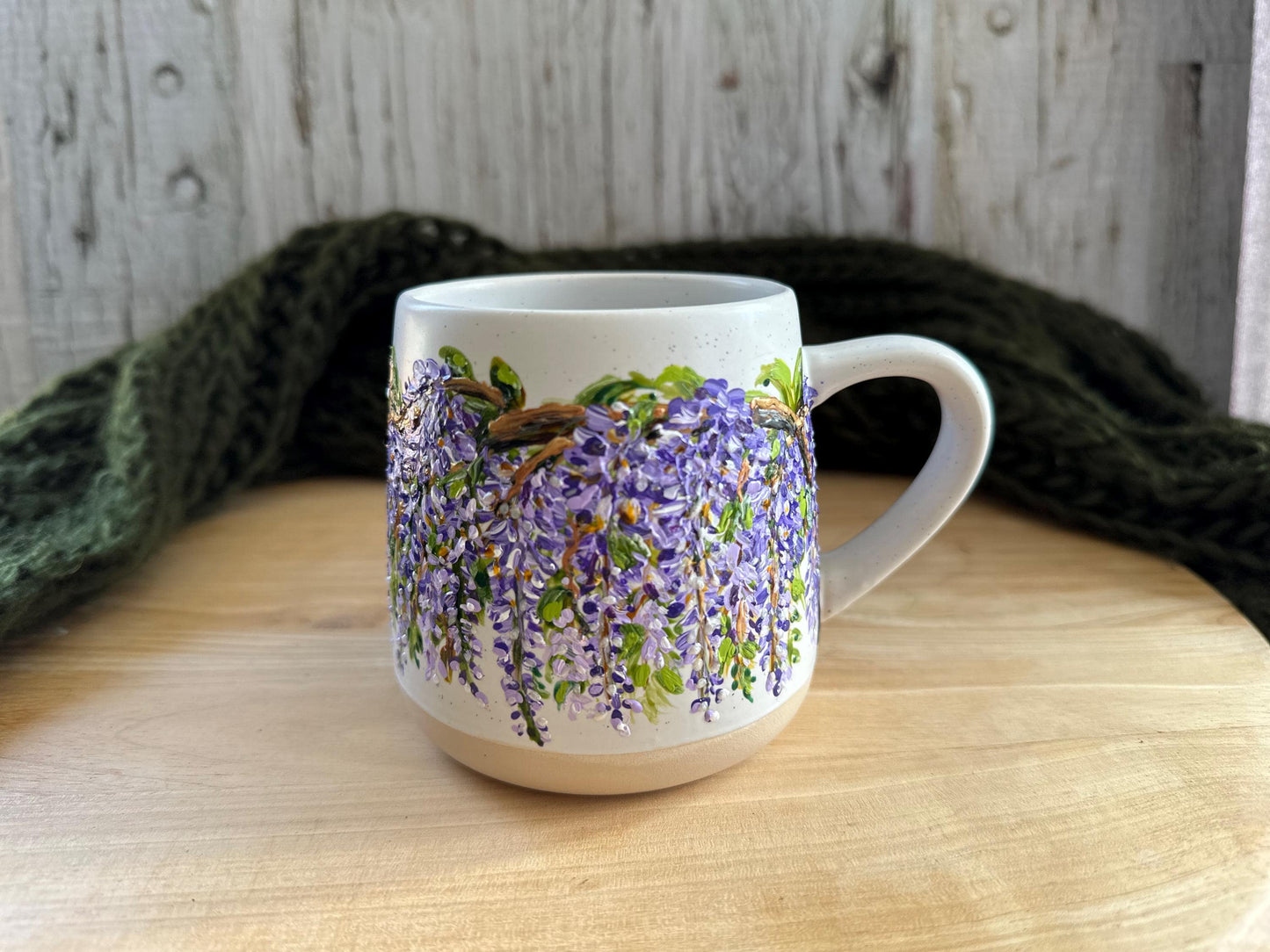 Hand Painted Wisteria Flower Mug, Gift For Mom, Grandma, Sister, Aunt, Best Friend, Cousin, Bridesmaid, Birthday, Wisteria Lover Gift