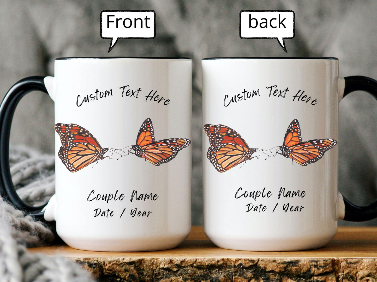 Personalized Butterfly Mug: Custom Couple's Gift