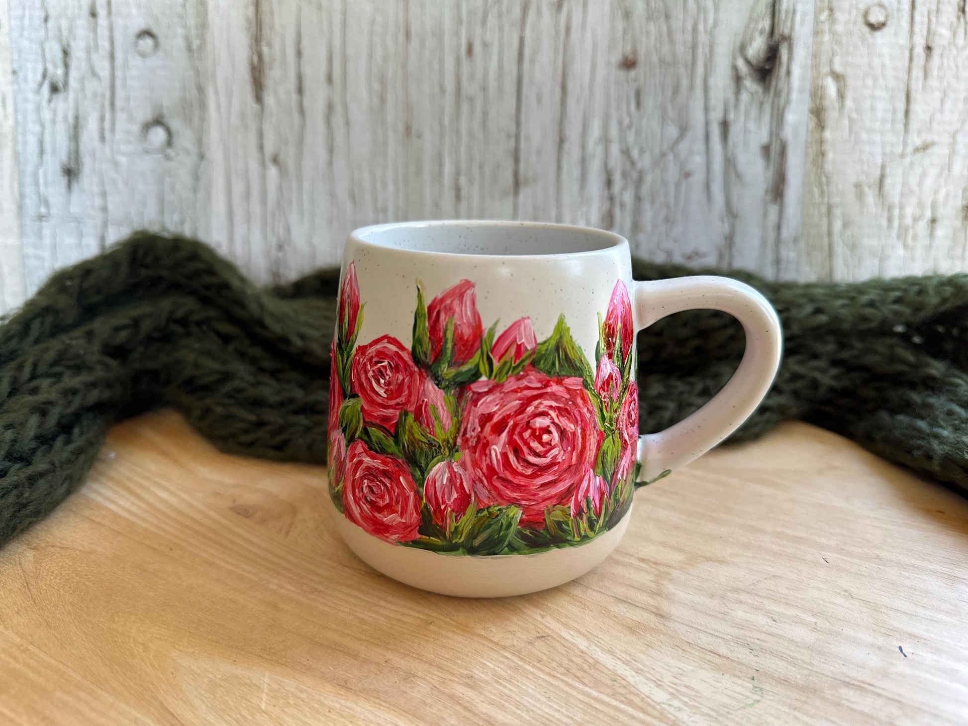 Hand Painted Lilac Mug: Floral Ceramic Stoneware, 12oz