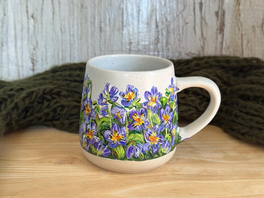 Hand Painted Violet Flower Mug, February Birth Month Flower Mug, Birth Flower Gift For Mom, Grandma, Sister, Aunt, Best Friend, Birthday Mug