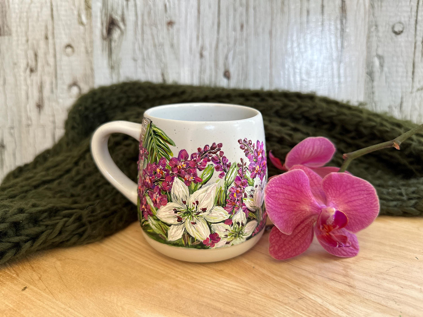 Hand Painted Custom Flower Mug: Personalized Wedding Keepsake