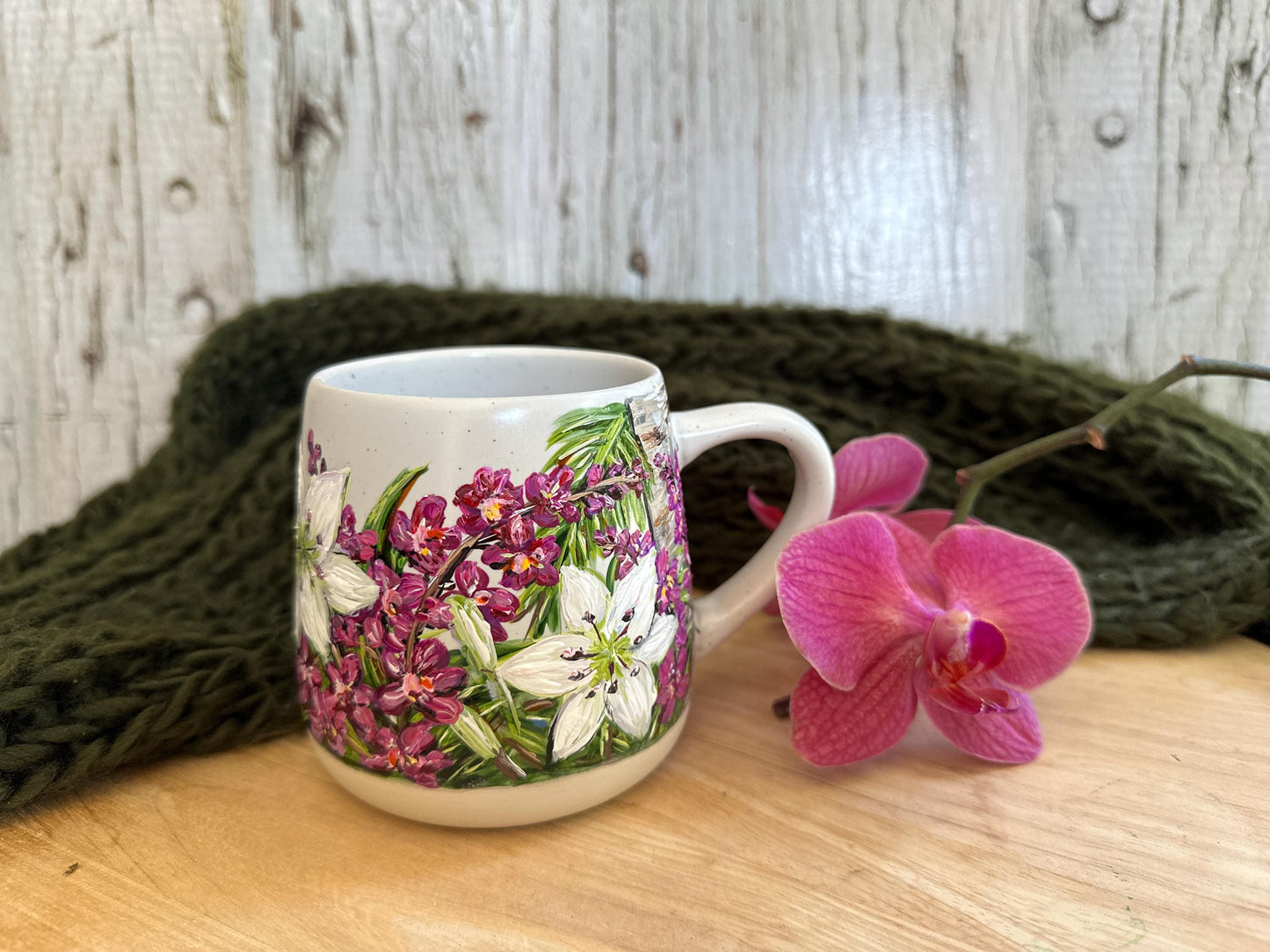 Hand Painted Custom Flower Mug: Personalized Wedding Keepsake