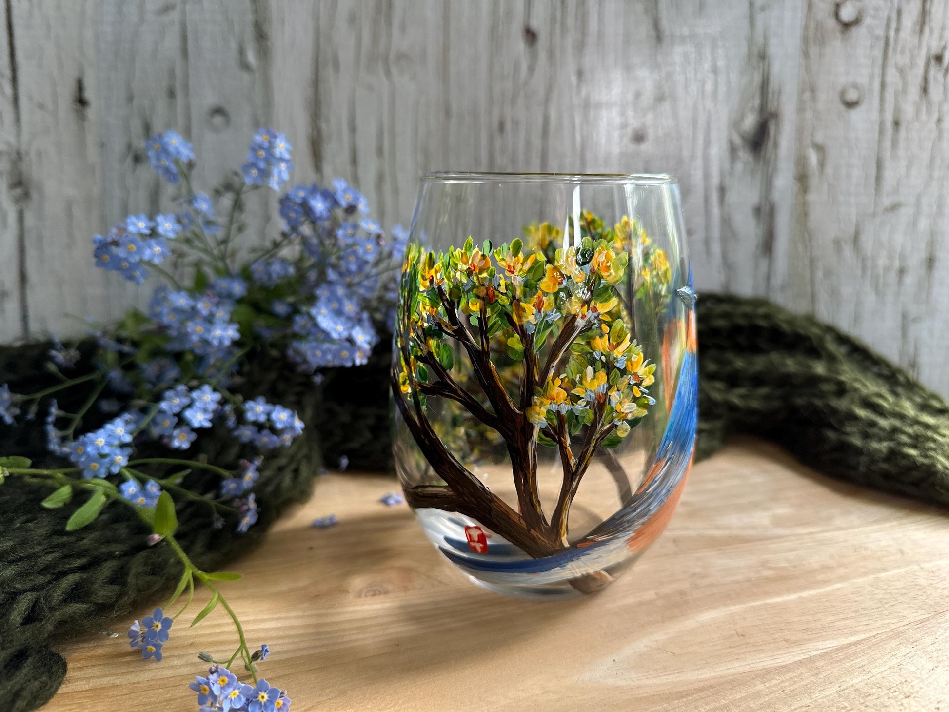 Hand Painted Bird Wine Glass, Eastern BlueBird, Bird Wine Glass, Gift for Dad, Bird Mom Gift, Bluebird Lover Gift, Bluebird Birthday Gift