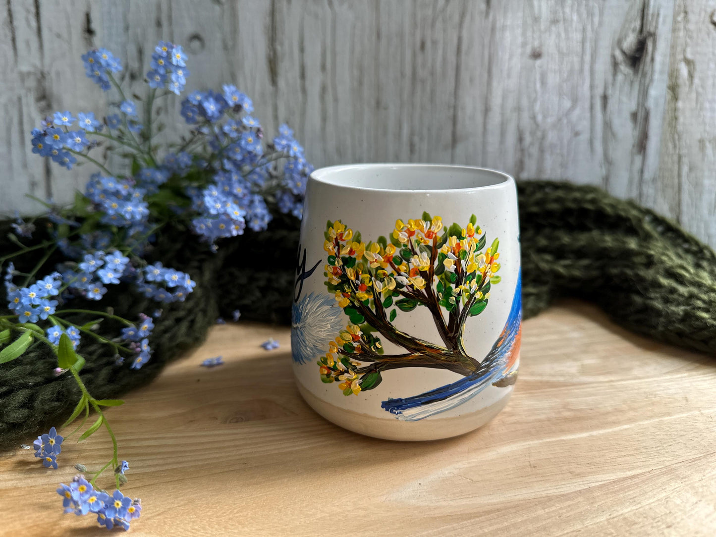 Hand Painted Bird Mug, Eastern BlueBird, Bird Gift for Dad, Bird Mom Gift, Bluebird Lover Gift, Bluebird Birthday Gift, Custom Name Mug Gift